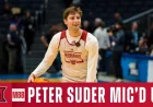 Peter Suder mic’d up in Dayton as First Four open practice hits full speed