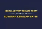 Lottery Result Today: Kerala Suvarna Keralam SK-45 Declares ₹1 Crore Winner on 20 March 2026
