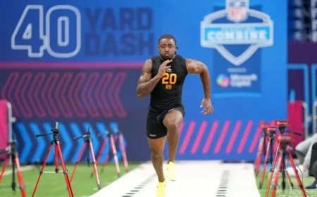 Arkansas RB Mike Washington Jr. Celebrates 40-Yard Dash Success at NFL Combine
