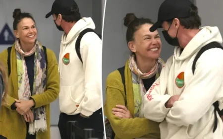 Hugh Jackman and Sutton Foster Arrive at LAX, Radiating Love
