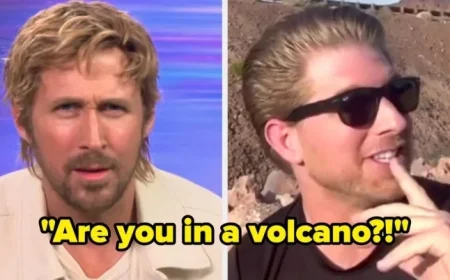 Ryan Gosling Reacts During Desert Interview