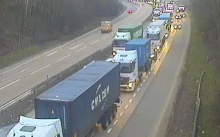 Stretch of A14 Remains Closed Ten Hours After Two-Lorry Crash, Diesel Spillage Halts Westbound
