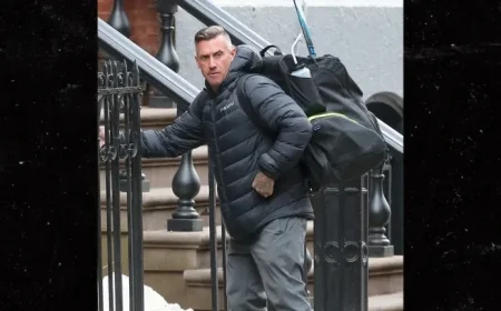 Carey Hart Spotted in NYC as Pink Films Talk Show