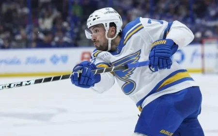 Blues Trade Faulk to Red Wings for Picks, Prospect Buchelnikov