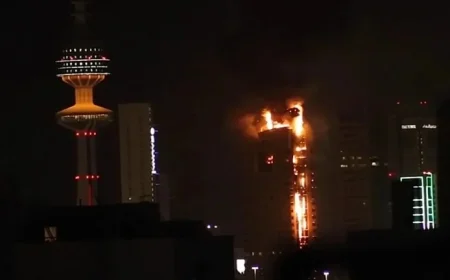 Kuwait City Tower Engulfed in Huge Fire as Regional Strikes Escalate and Political Tensions Flare