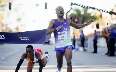 Nathan Martin wins LA Marathon in closest finish ever as heat triggers safety changes