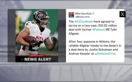 Tyler Allgeier signs two-year, $12.25M deal with Cardinals