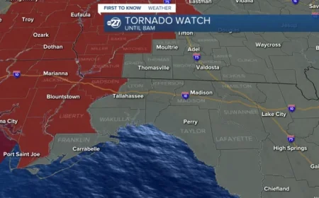 Tallahassee Weather: Tornado Watch Issued at 3:40 A.M. ET as Severe Storms Move Through