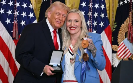 Kaillie Humphries hands a rare honor to Trump, and turns a medal into a message