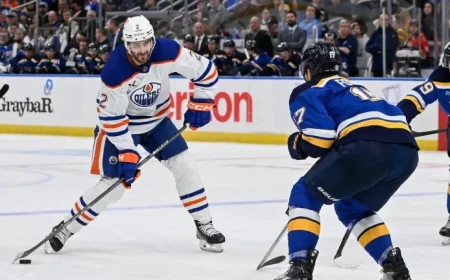 Oilers Vs Blues as Four-Game Road Trip Concludes in St. Louis