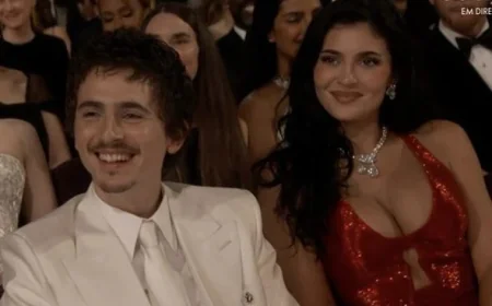 Kylie Jenner Shines in Ruby Schiaparelli at Oscars, Supporting Timothée Chalamet