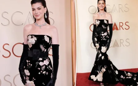 Anne Hathaway Dazzles in Floral Valentino Gown at 2026 Oscars Red Carpet