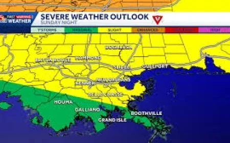 New Orleans Weather: Damaging Wind Threat Late Sunday Into Monday as Colder Air Follows