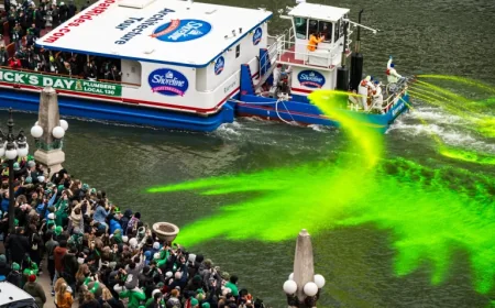 Green on the Chicago River: A rite of passage, a guarded recipe, and a city crowding the bridges