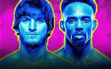 Main Card Results | UFC London — Lerone Murphy in cold staredown with Movsar Evloev