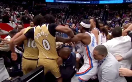 Thunder-Wizards Brawl Leads to Ejection of Four Players