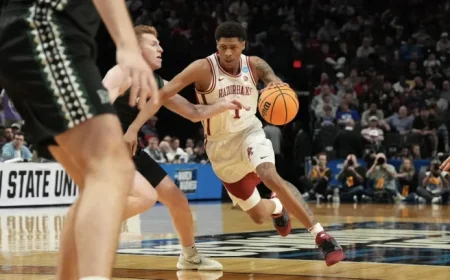 Malique Ewin and the quiet contradiction inside Arkansas’ 97-78 win: a flurry start, then a control game