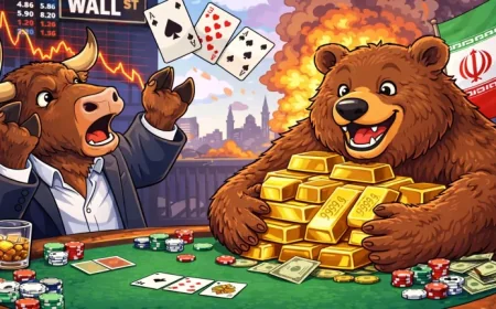 Wall Street Falls as Gold Plunges 10%, Main Street Awaits Iran Tensions