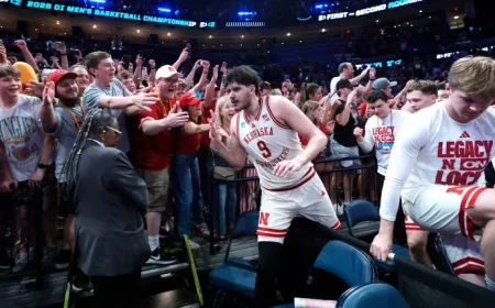 Nebraska Star Pryce Sandfort Reacts to Vandy’s Stunning Half-Court Shot