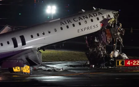 Air Canada Plane Crash at LaGuardia Airport Kills Two Pilots, Dozens Injured as LGA Closes