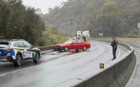 Hobart Weather: Crash Blocks Southern Outlet as Wet Roads Trigger Delays