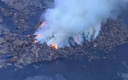 Denver Smoke drifts over I-70 after recycling yard fire, visibility drops for drivers