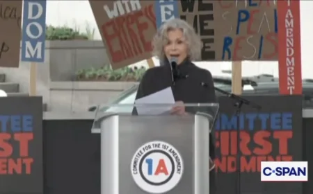 Jane Fonda Leads Rally Against Paramount-WB Merger Threatening First Amendment