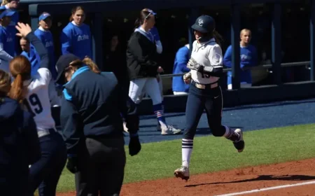 U Conn run-rules DePaul 10-1 to finish sweep as Huskies surge in BIG EAST play