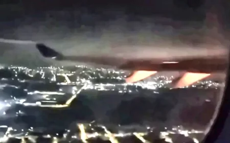 Delta Air Lines Flight Returns as Engine Fire Filmed by Passengers