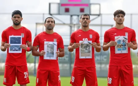 Iran Soccer players honor alleged child victims before World Cup warmup