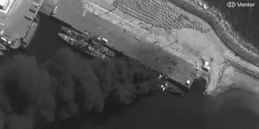 Iranian Warship Burns at Pier After US-Israeli Strikes: Satellite Images Reveal