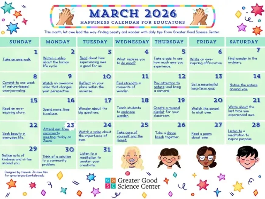March 2026 Happiness Calendar Unveiled for Educators