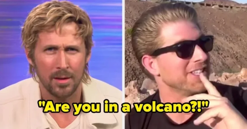 Ryan Gosling Reacts During Desert Interview