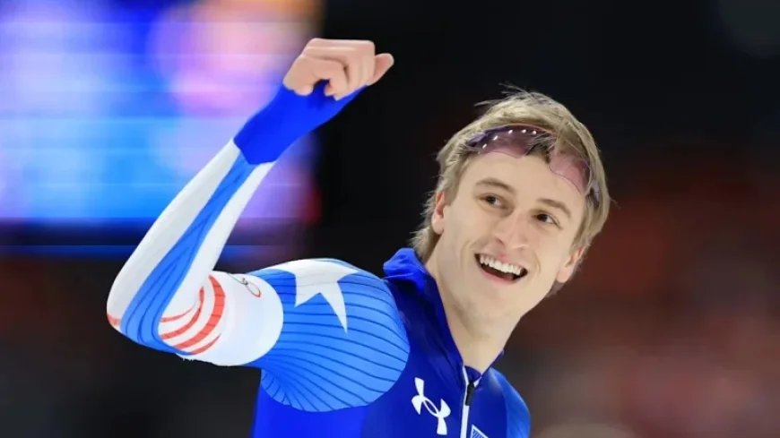 Jordan Stolz Dominates Day 1 of World Allround Speed Skating Championships