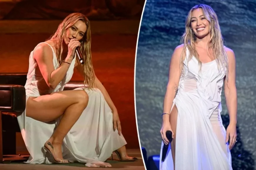 Hilary Duff Dazzles in Wet-Look Dress on ‘The Tonight Show’