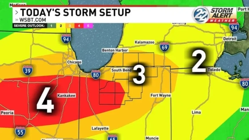 South Bend Weather: Tornado Watch Until 2 a.m. ET as a Level 4 Risk Clips Michiana