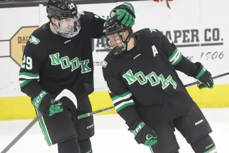 Bennett Schimek Watches UND’s Jake Livanavage Join an Elite All-NCHC Circle