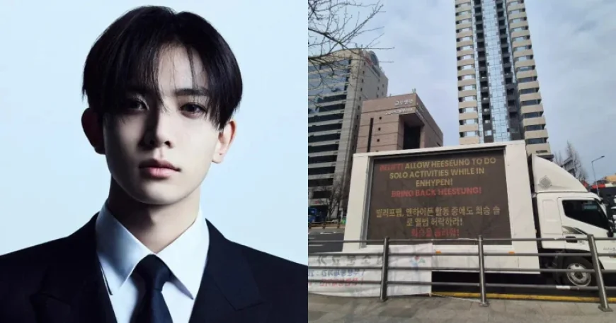 Backlash Erupts Over Protest Trucks Urging HYBE to Reinstate ENHYPEN’s Heeseung