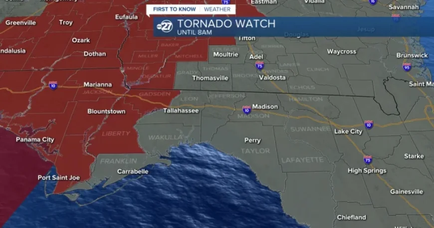 Tallahassee Weather: Tornado Watch Issued at 3:40 A.M. ET as Severe Storms Move Through