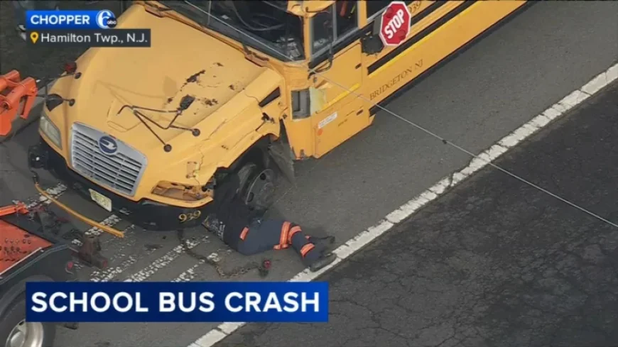 New Jersey crash: School bus and UPS truck collide in Mercer County after Friday morning impact