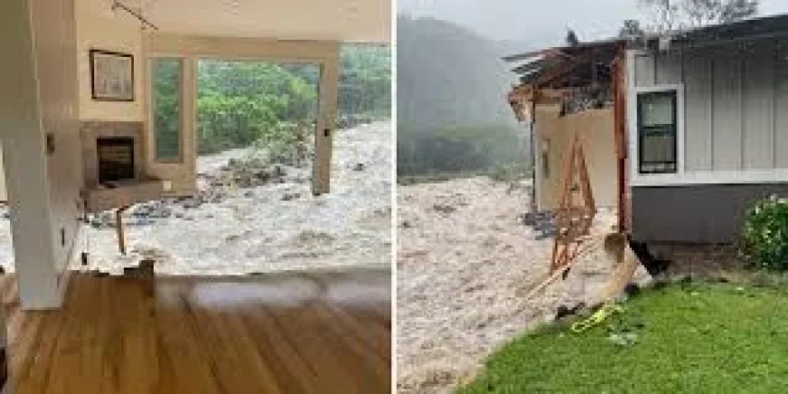 Maui storm turns Iao Stream violent, tearing a home into the water