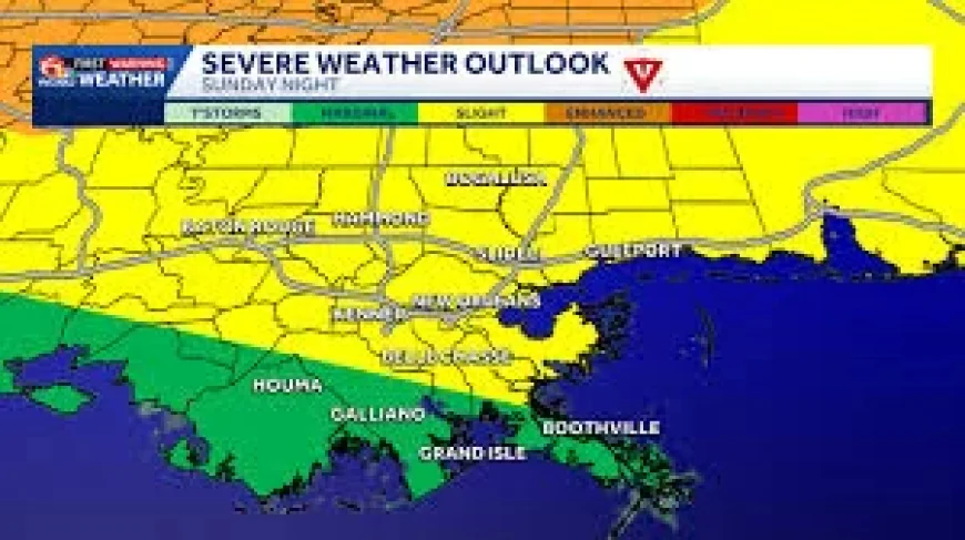 New Orleans Weather: Damaging Wind Threat Late Sunday Into Monday as Colder Air Follows