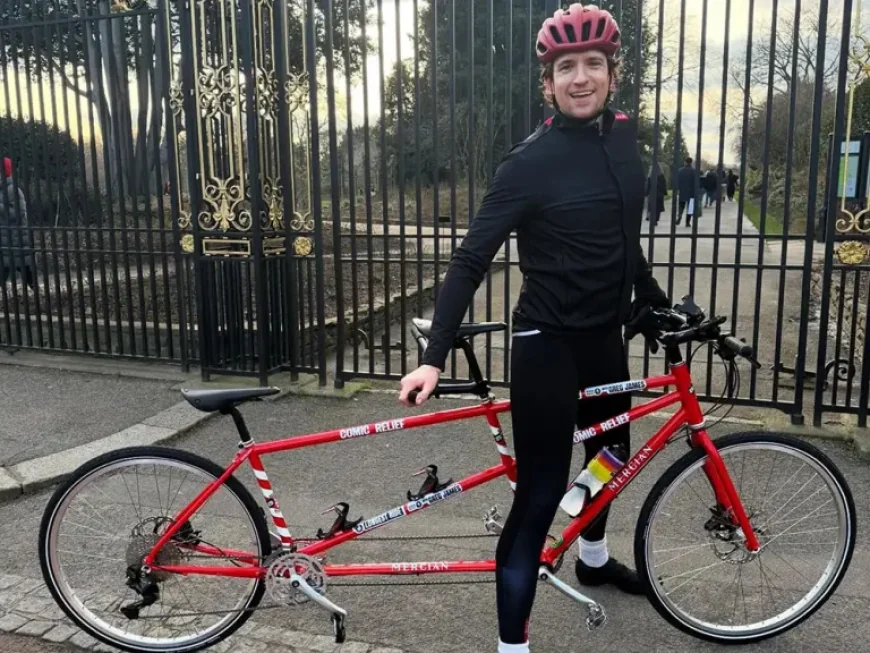 Greg James Comic Relief: Radio 1 presenter cycles into York and stops in Somerset on 1,000km tandem challenge