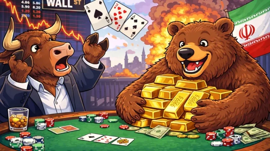 Wall Street Falls as Gold Plunges 10%, Main Street Awaits Iran Tensions