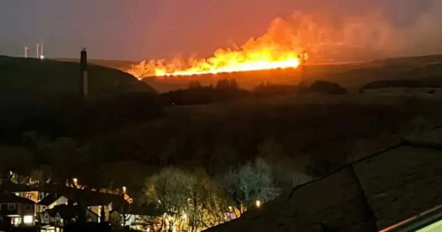 LIVE: Huge blaze on Scout Moor seen for miles as fire crews tackle moorland inferno