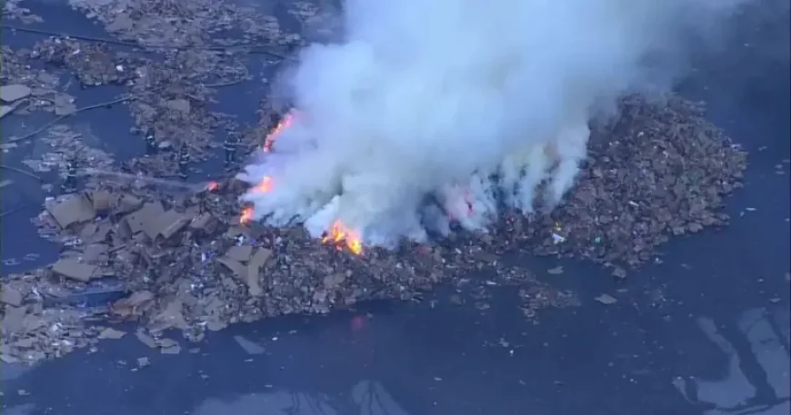 Denver Smoke drifts over I-70 after recycling yard fire, visibility drops for drivers