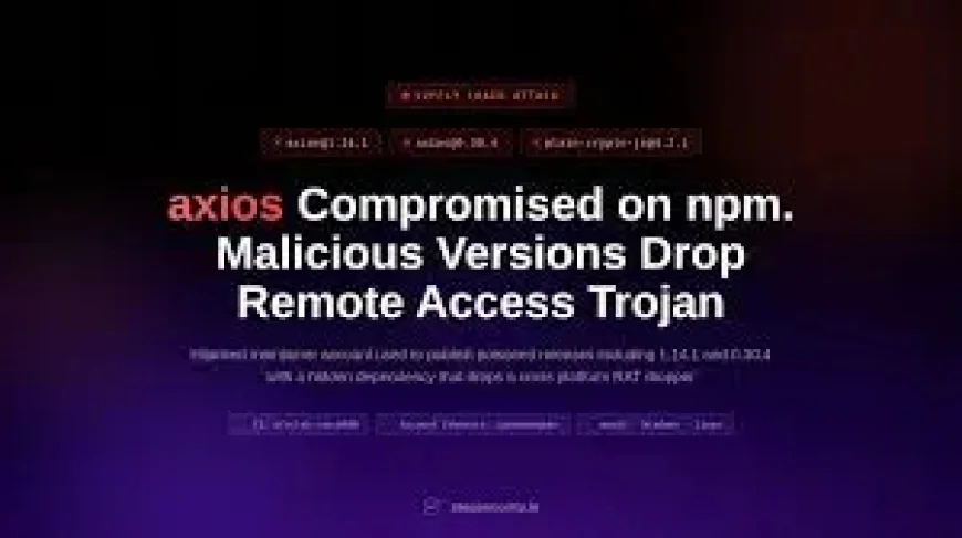Axios Npm Compromise: Malicious Releases Delivered Cross-Platform RAT in Staged Supply-Chain Attack