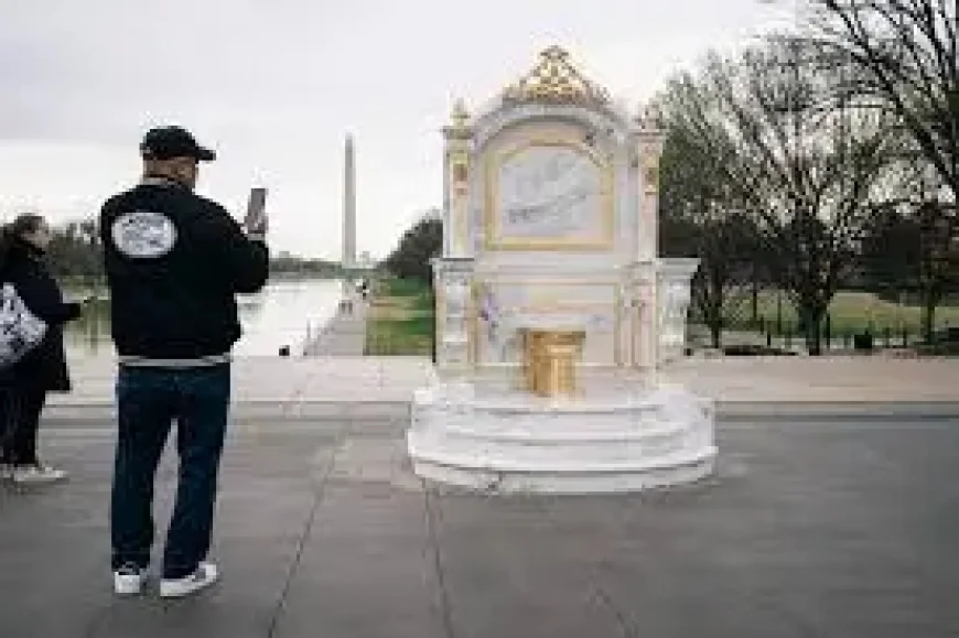 Lincoln Mocked: 10-Foot Golden Toilet Throne Erected on National Mall as Protest Over White House Reno