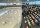 Hockey Spectators Break Arena Glass: Rowdy Fans Rip Shirts, Hang from Boards in Bracebridge