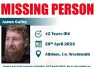 Athlone Missing Man Appeal: 42-Year-Old James Gaffey Last Seen at 7:30am